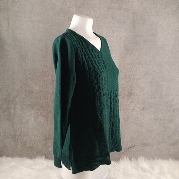NWT KAREN SCOTT Fall Textured Sweater M(8-10) Pullover Green V-neck 100%Cotton - Picture 5 of 15